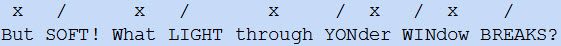 x and / (slash) appear above vowels, indicating stress